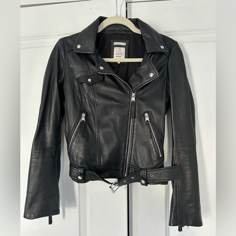 Zara trf geniune leather jacket